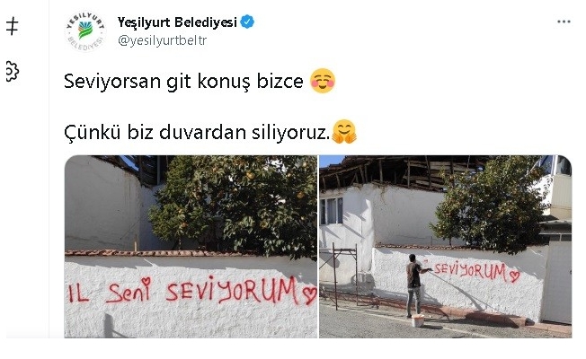 Duvar yazılarına sosyal medyadan cevap